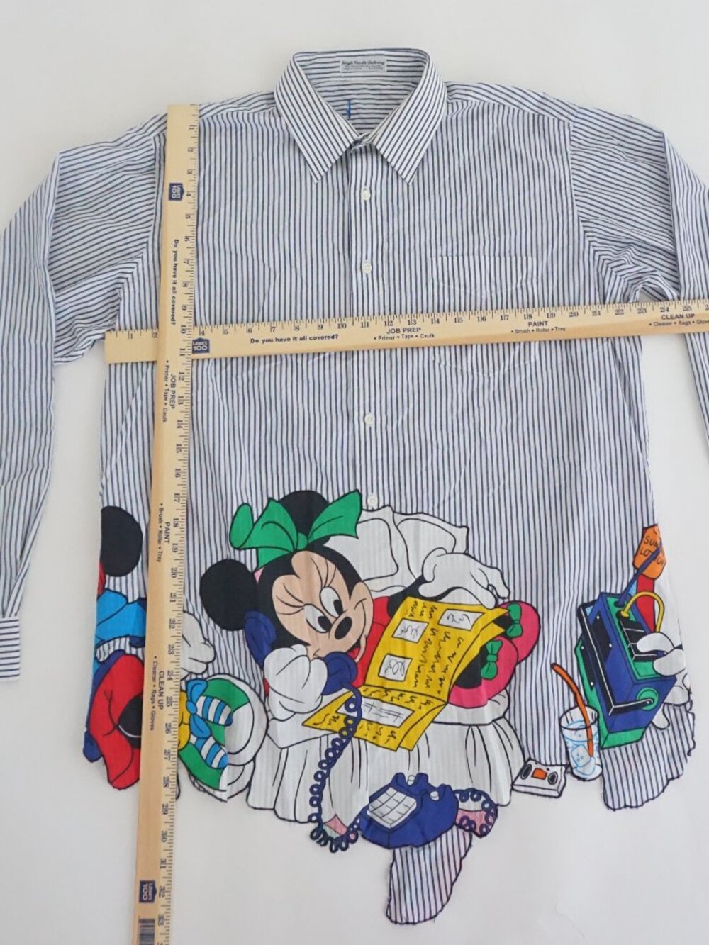 Vintage Minnie Mouse Blue White Stripe Disney Button Front Tunic Shirt XL - Picture 2 of 16